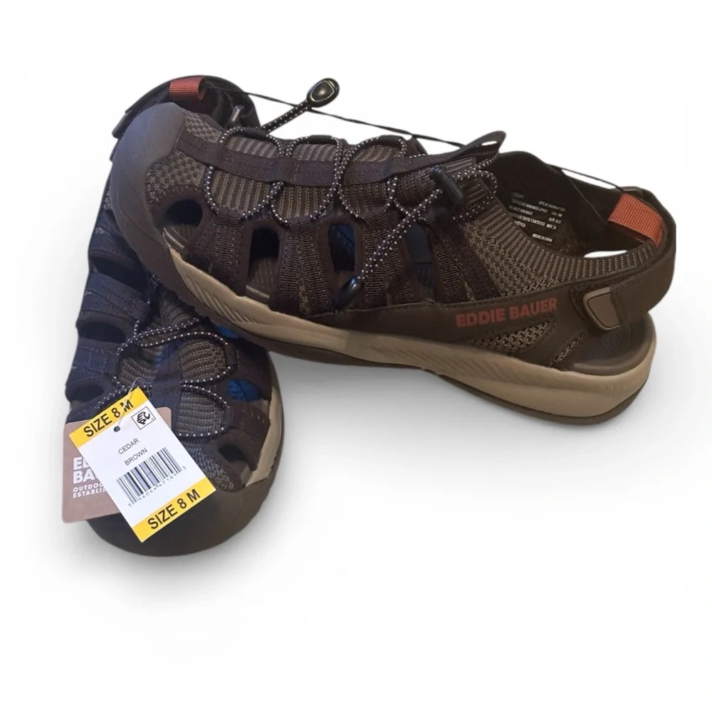 Eddie Bauer Dark Brown Outdoor Yesler Fisherman Sandals Size 8 NWT